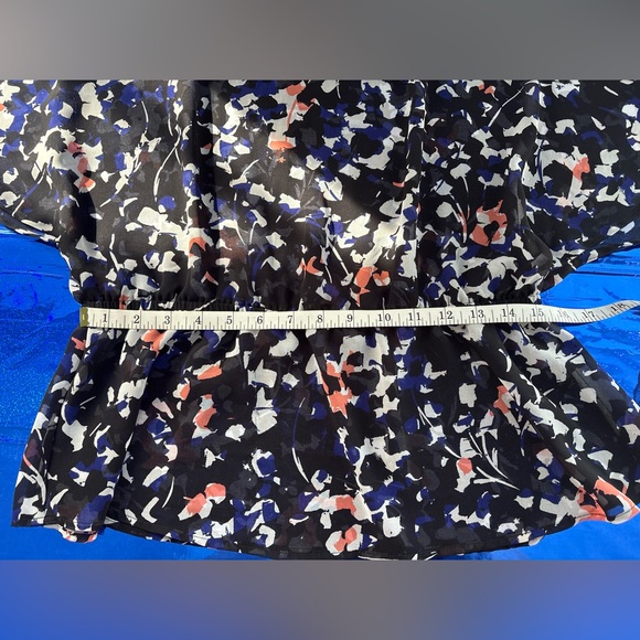 DKNY Black Multicolor Sheer Floral Blouse - Picture 8 of 10